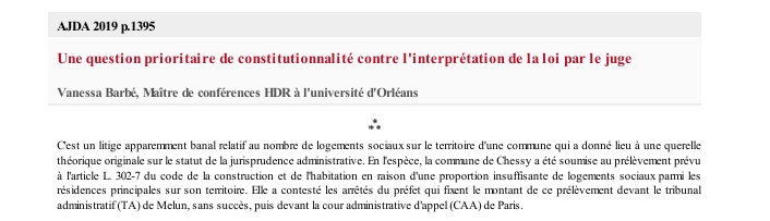 Une question prioritaire de constitutionnalité contre l'interprétation de la loi par le juge
