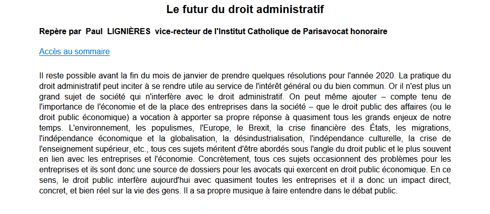 Le futur du droit administratif
