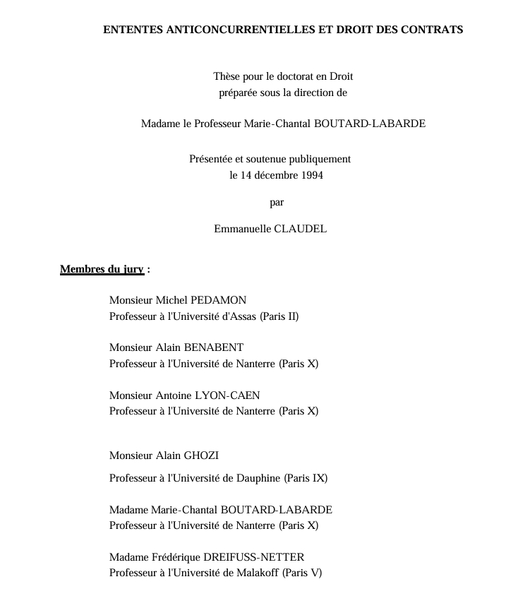 ENTENTES ANTICONCURRENTIELLES ET DROIT DES CONTRATS