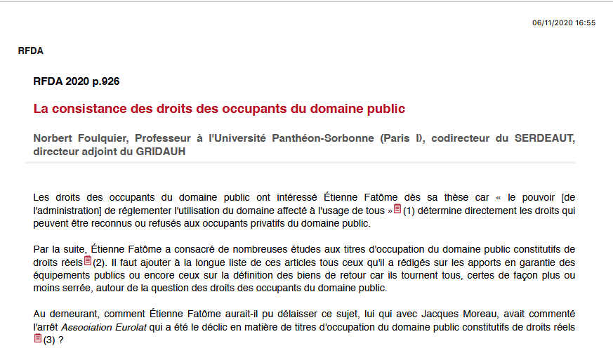 La consistance des droits des occupants du domaine public