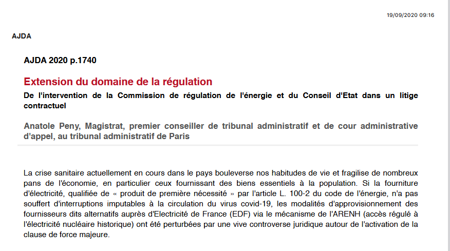 Extension du domaine de la régulation