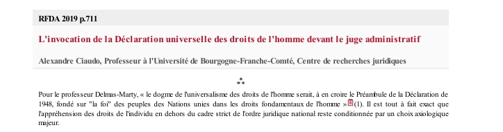 L'invocation de la Déclaration universelle des droits de l'homme devant le juge administratif