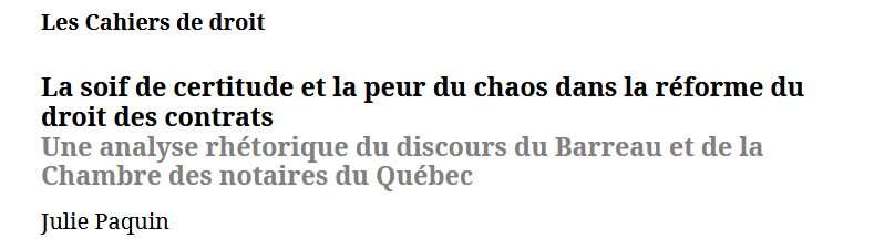 La soif de certitude et la peur du chaos dans la réforme du droit des contrats