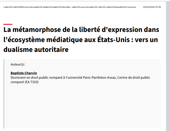 La métamorphose de la liberté d'expression dans l'écosystème médiatique aux États-Unis : vers un dualisme autoritaire