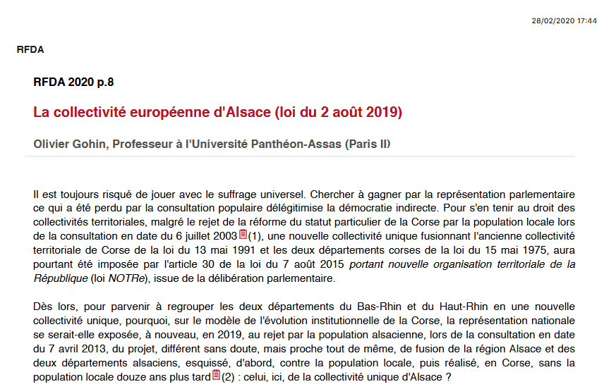 La collectivité européenne d'Alsace (loi du 2 août 2019)