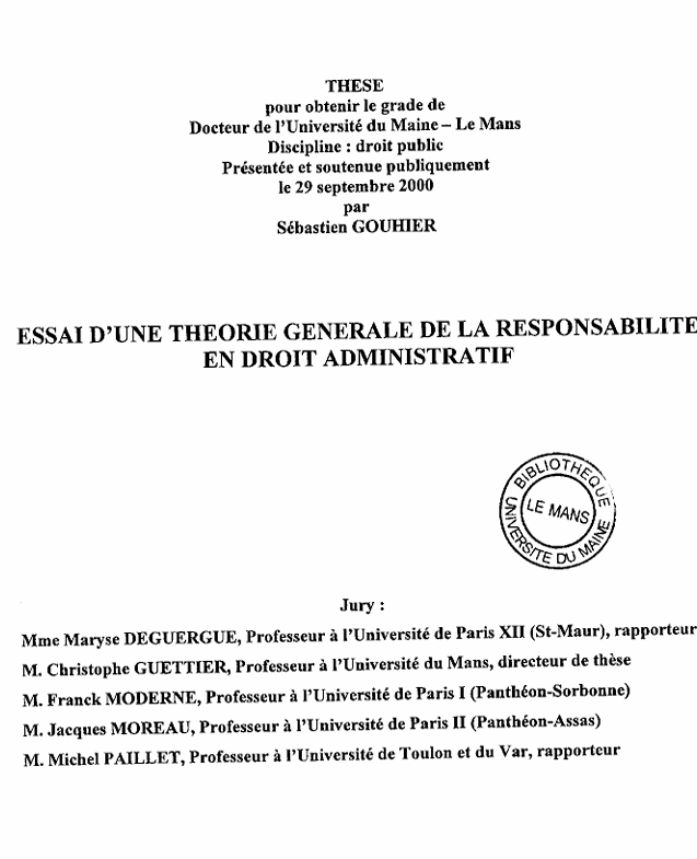 Essai d’une théorie générale de la responsabilité en droit administratif