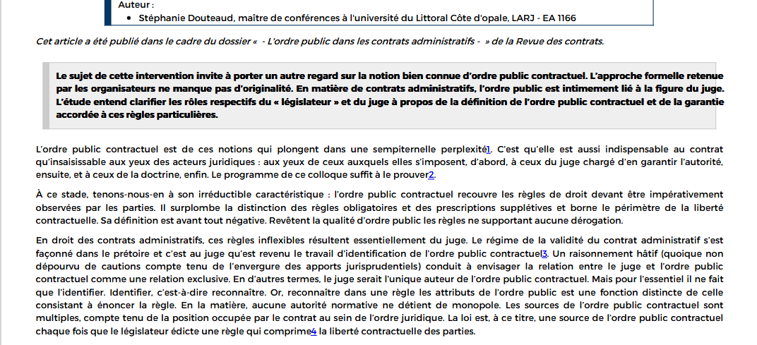 Le contenu législatif de l'ordre public contractuel