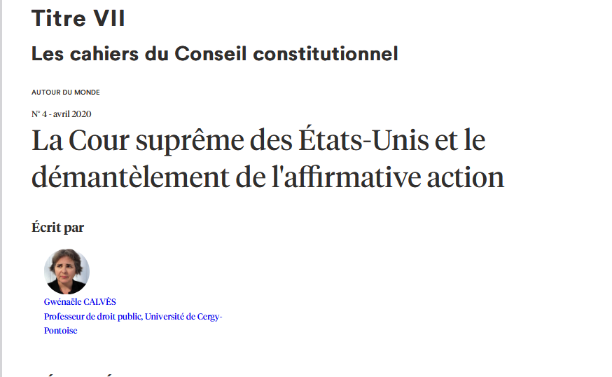 La Cour suprême des États-Unis et le démantèlement de l'affirmative action