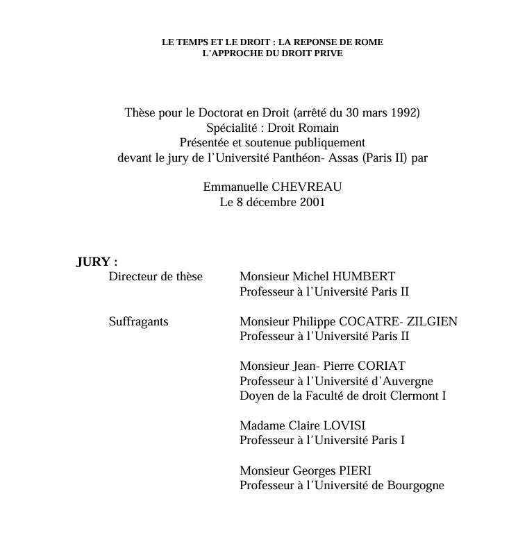 LE TEMPS ET LE DROIT : LA RÉPONSE DE ROME L’APPROCHE DU DROIT PRIVÉ