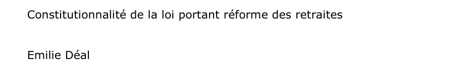 Constitutionnalité de la loi portant réforme des retraites