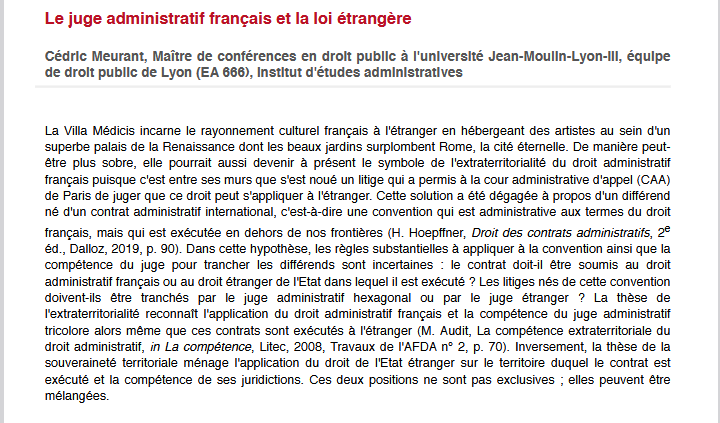 Le juge administratif français et la loi étrangère