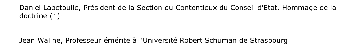 Daniel Labetoulle, Président de la Section du Contentieux du Conseil d'Etat. Hommage de la  doctrine