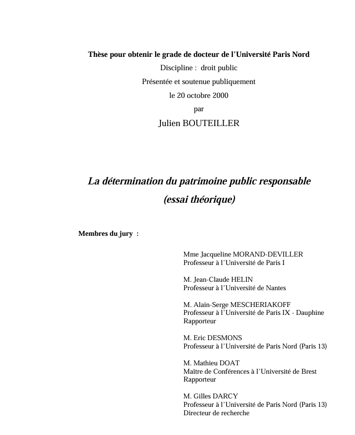 La détermination du patrimoine public responsable (essai théorique)