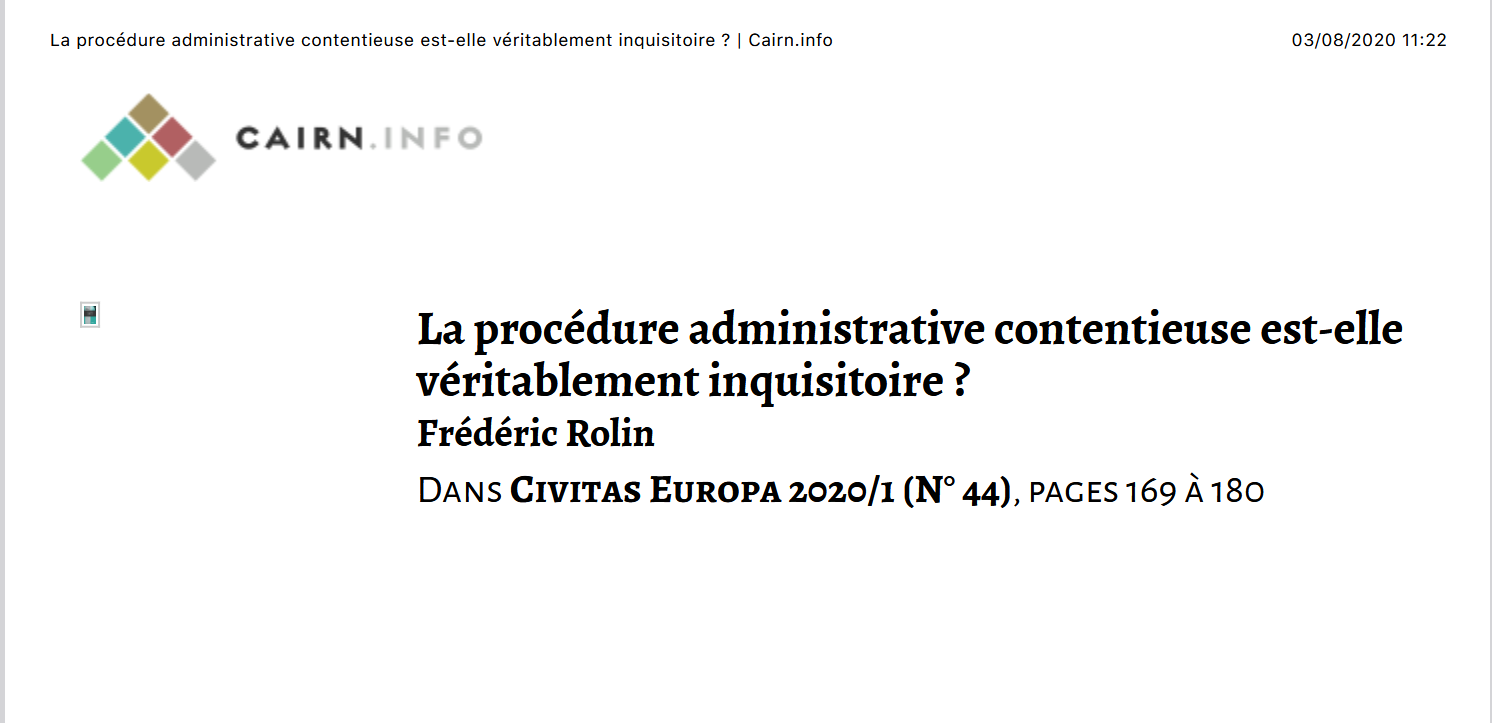 La procédure administrative contentieuse est-elle véritablement inquisitoire ?