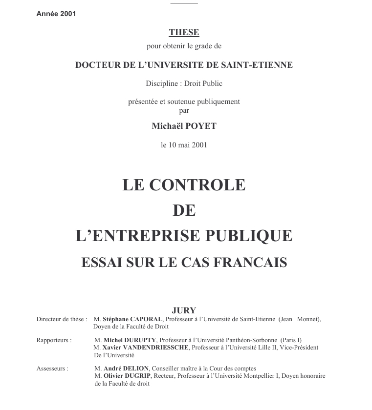 Le contrôle de l’entreprise publique :  Essai sur le cas français