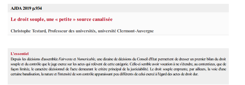Le droit souple, une « petite » source canalisée