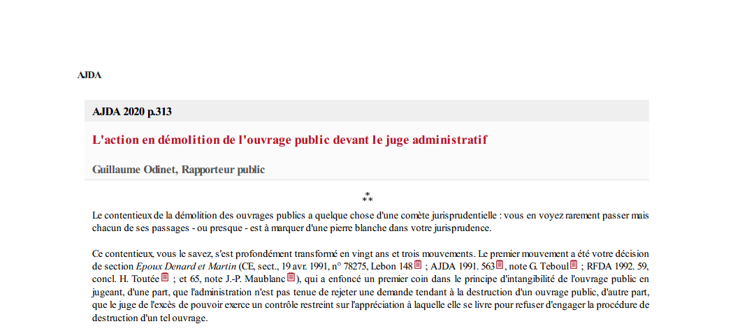 L'action en démolition de l'ouvrage public devant le juge administratif