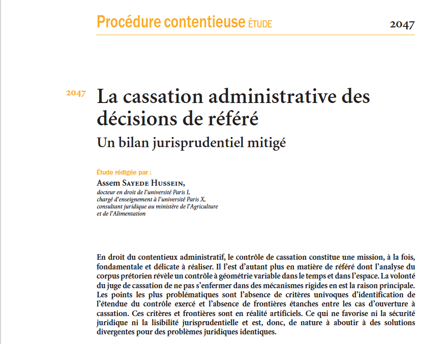 La cassation administrative des décisions de référé Un bilan jurisprudentiel mitigé