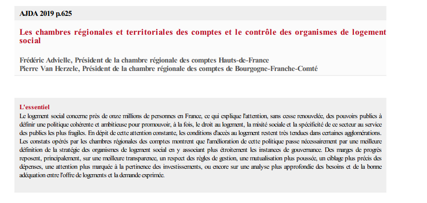 Les chambres régionales et territoriales des comptes et le contrôle des organismes de logement social