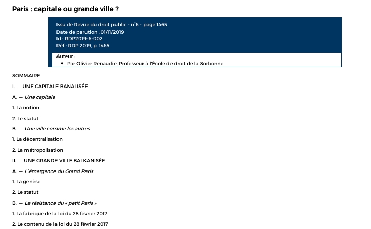 Paris : capitale ou grande ville ?