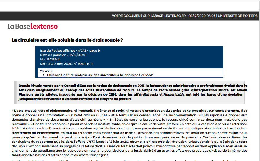 La circulaire est-elle soluble dans le droit souple ?