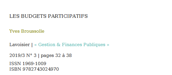 LES BUDGETS PARTICIPATIFS