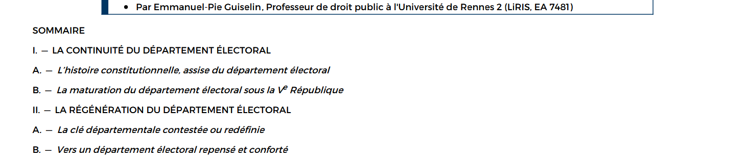 Le département, matrice du droit électoral français depuis 1789