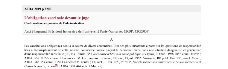 L'obligation vaccinale devant le juge Confirmation des pouvoirs de l'administration