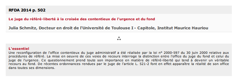 Le juge du référé-liberté à la croisée des contentieux de l'urgence et du fond