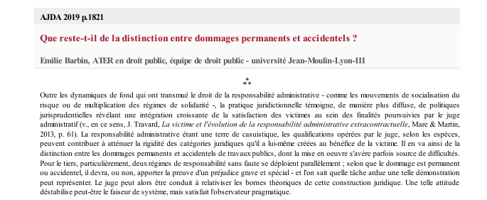 Que reste-t-il de la distinction entre dommages permanents et accidentels ?