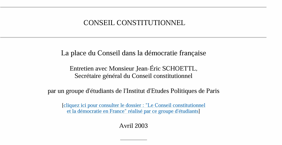 La place du Conseil dans la démocratie française