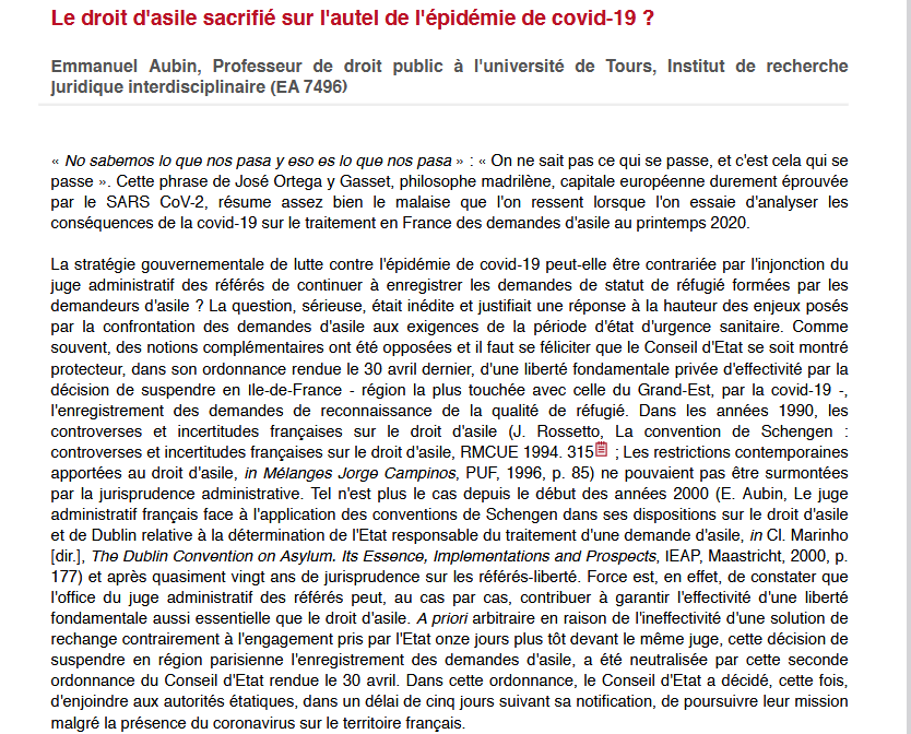 Le droit d'asile sacrifié sur l'autel de l'épidémie de covid-19 ?