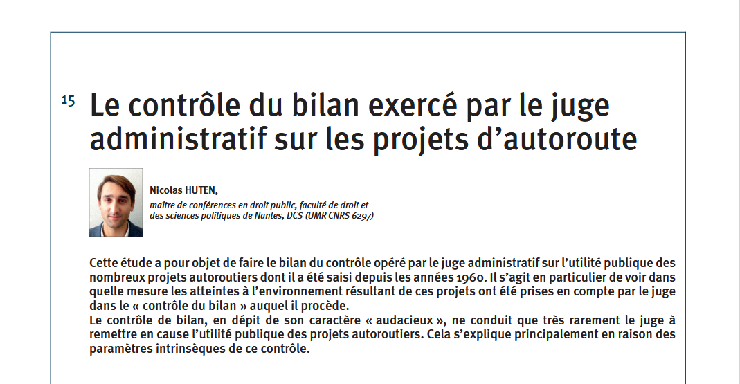 Le contrôle du bilan exercé par le juge administratif sur les projets d’autoroute
