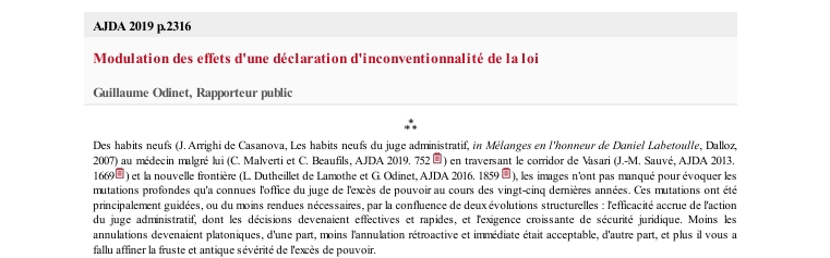Modulation des effets d'une déclaration d'inconventionnalité de la loi