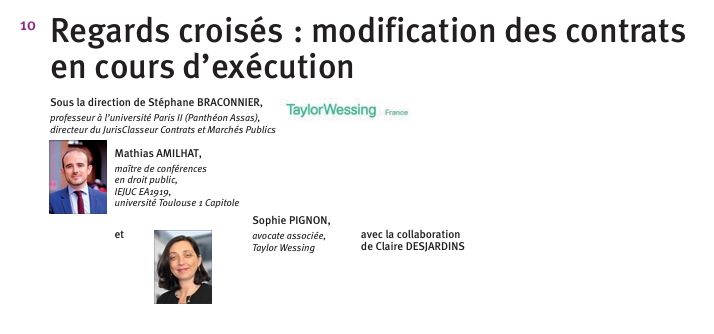 Regards croisés : modification des contrats en cours d’exécution
