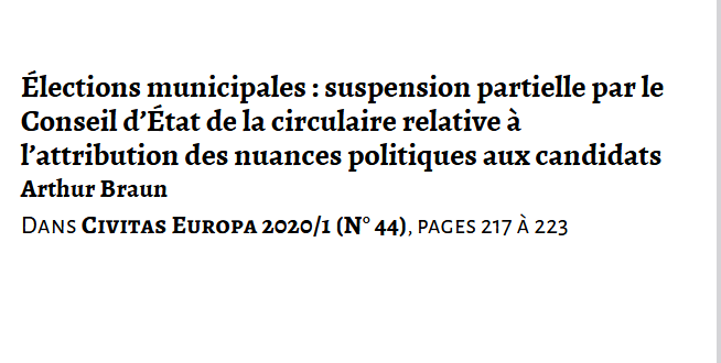 Élections municipales : suspension partielle par le Conseil d’État de la circulaire relative à l’attribution des nuances politiques aux candidats