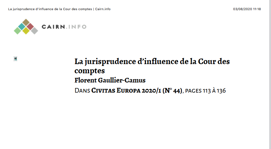 La jurisprudence d’influence de la Cour des comptes