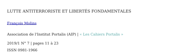 LUTTE ANTITERRORISTE ET LIBERTÉS FONDAMENTALES