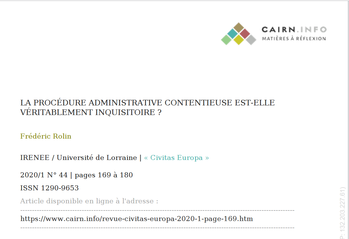 LA PROCÉDURE ADMINISTRATIVE CONTENTIEUSE EST-ELLE VÉRITABLEMENT INQUISITOIRE ?