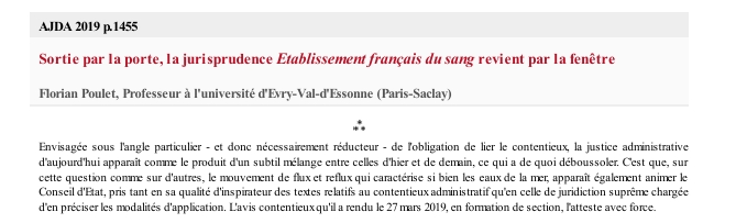 Sortie par la porte, la jurisprudence Etablissement français du sang revient par la fenêtre