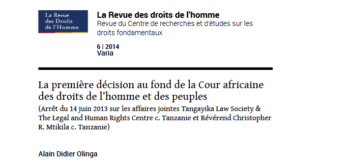 La première décision au fond de la Cour africaine des droits de l’homme et des peuples