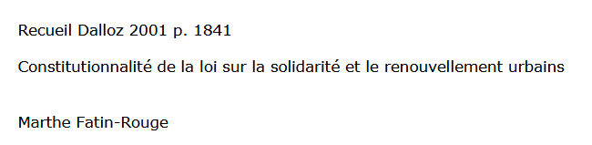 Constitutionnalité de la loi sur la solidarité et le renouvellement urbains