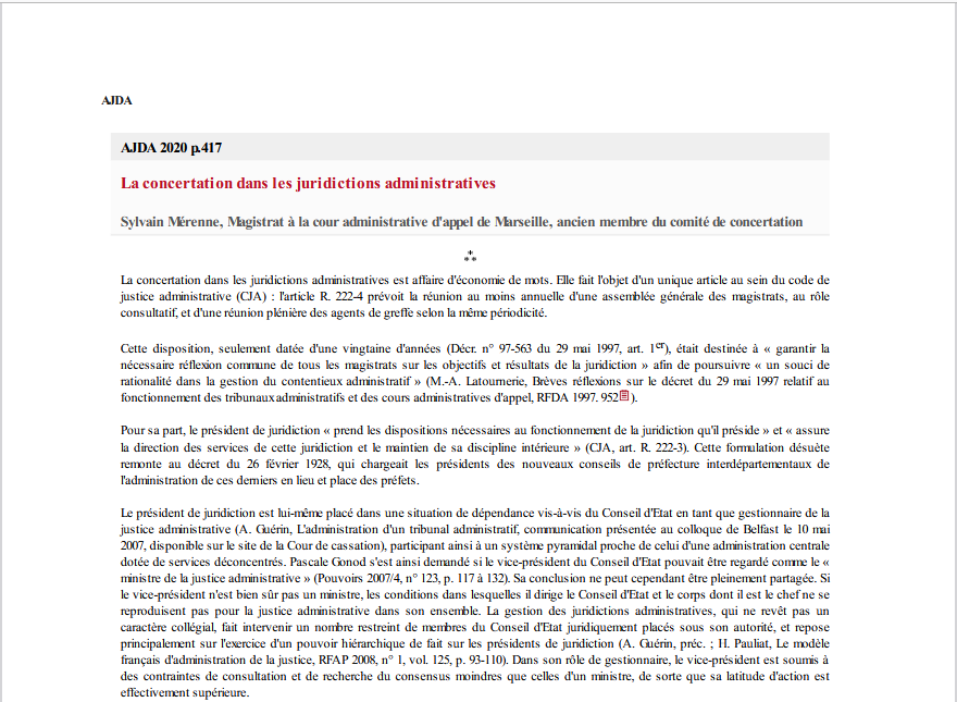 La concertation dans les juridictions administratives