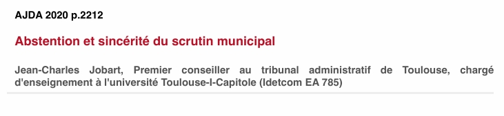 Abstention et sincérité du scrutin municipal