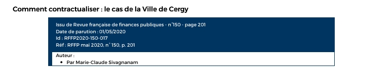 Comment contractualiser : le cas de la Ville de Cergy