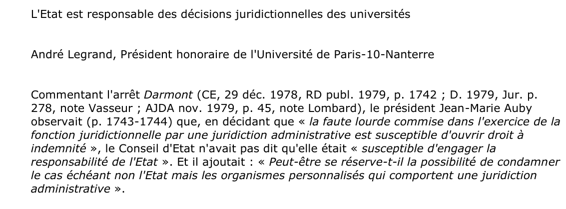 L'Etat est responsable des décisions juridictionnelles des universités