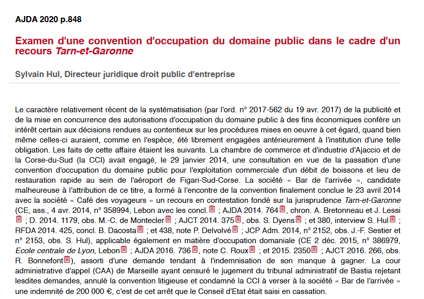Examen d'une convention d'occupation du domaine public dans le cadre d'un recours Tarn-et-Garonne