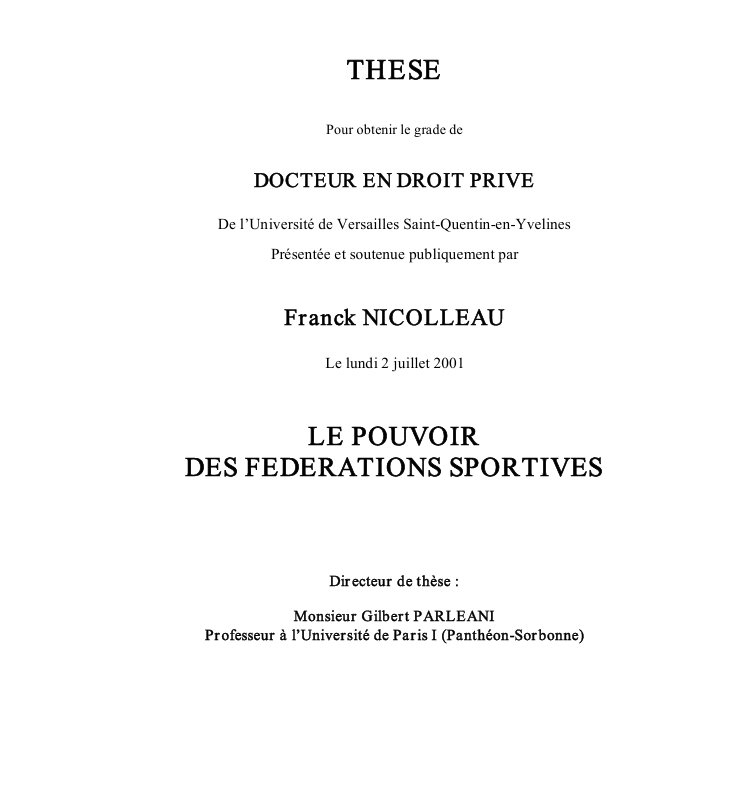 LE POUVOIR  DES FEDERATIONS SPORTIVES