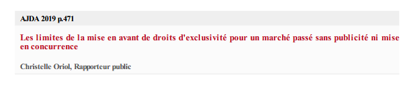 Les limites de la mise en avant de droits d'exclusivité pour un marché passé sans publicité ni mise en concurrence