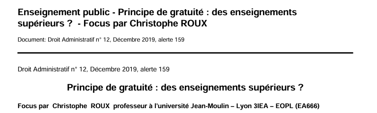 Enseignement public - Principe de gratuité : des enseignements  supérieurs ?